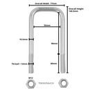 2 x 130mm Axle U bolts for Ifor Williams C00148 - Twin Leaf Springs