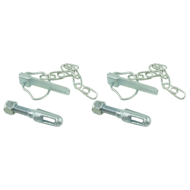 2 x Snap Ring Flat Cotter Pin & Chain complete with Slotted Tailboard Lug