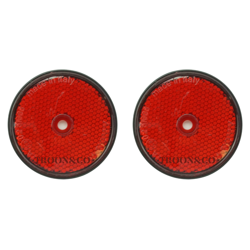 2 x Red Reflectors - Round 60mm - Trailer / Horsebox / Driveway