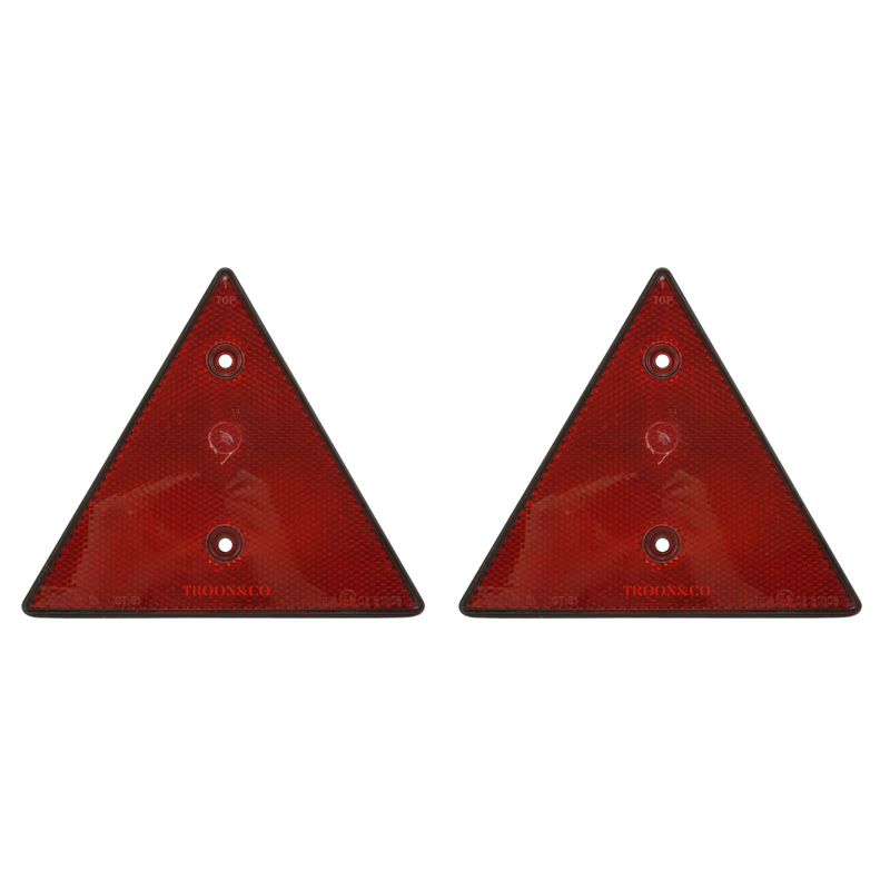 2 x Red Triangle Reflectors - Round 60mm - Trailer / Horsebox / Driveway