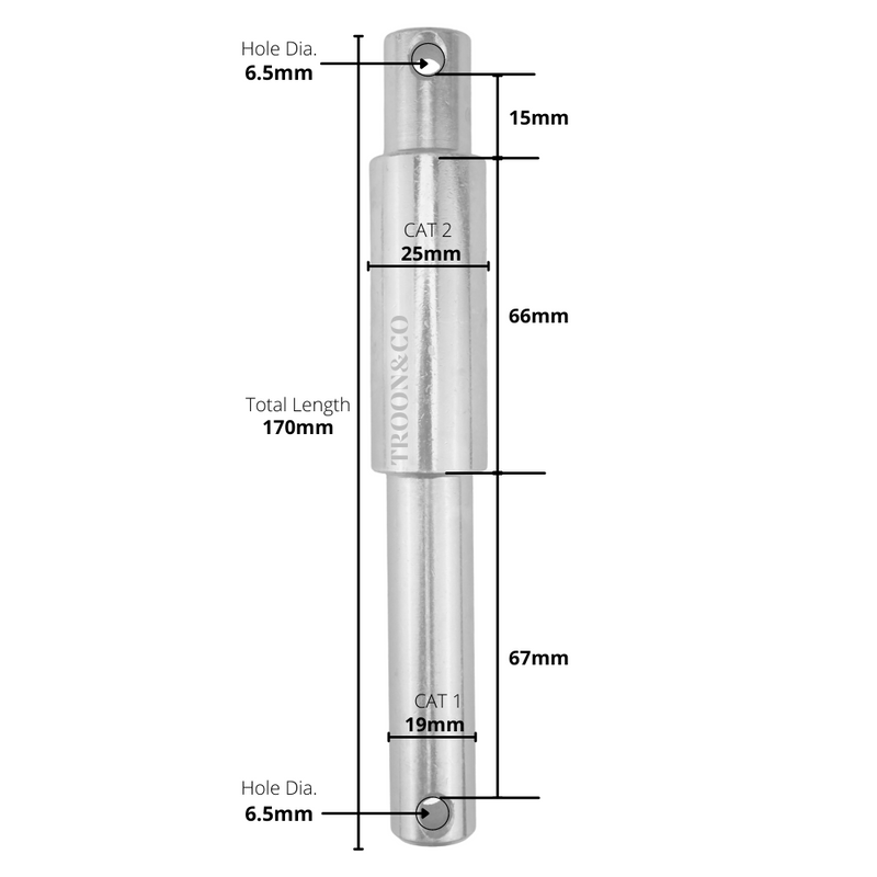 Tractor Stepped Top Link Pin - Cat 1 / Cat 2 - PZ Haybob Pin